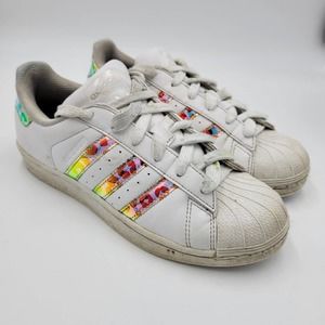 Adidas Girl's Originals Superstar Shiny Stripe Sneakers Size 4.5
